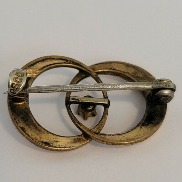 Vintage PSCO Gold Filled Interlocking Circle Brooch – Opal Accent Pin - Picture 4 of 4